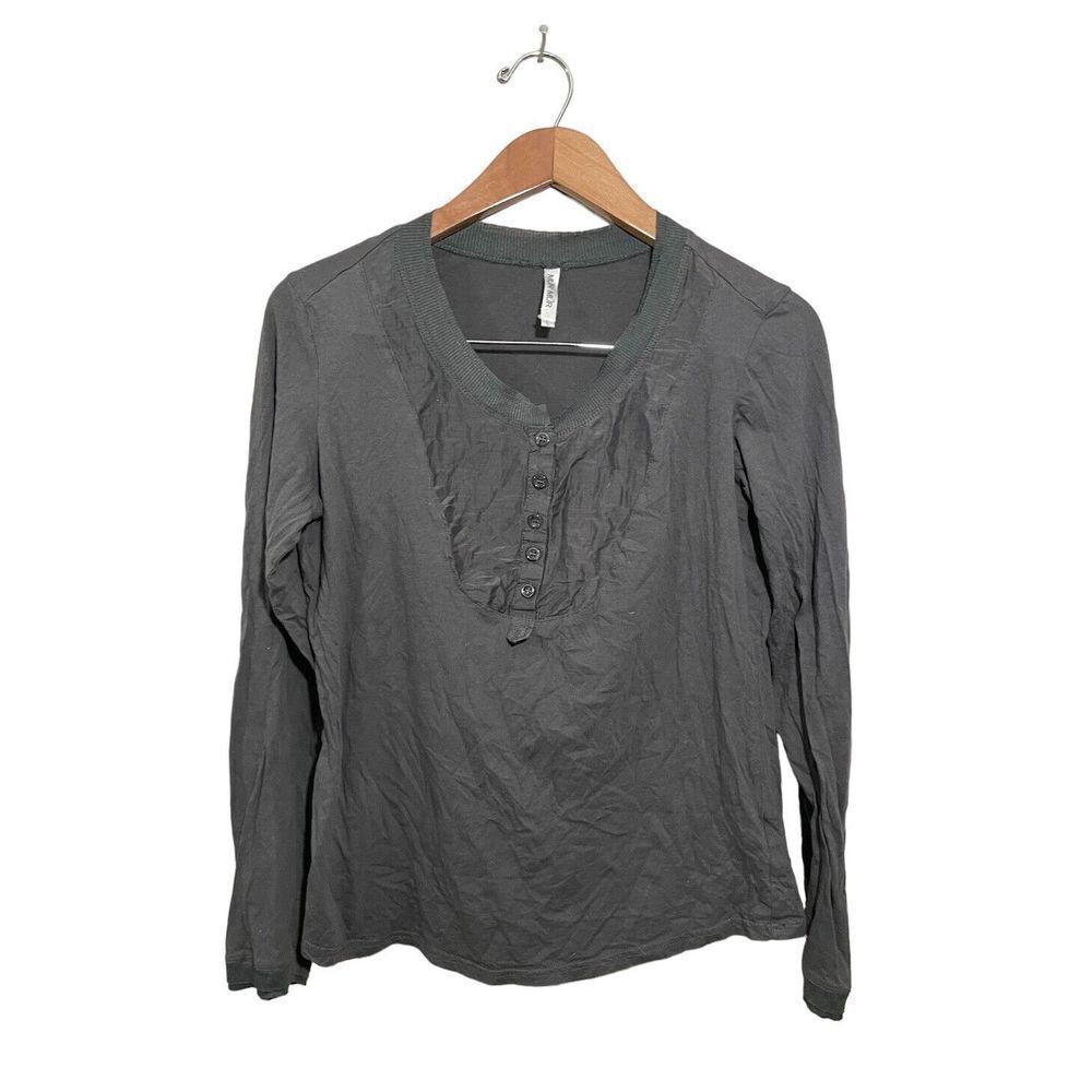 Mur‎ Mur Bib Neck Top Women’s Large Long Sleeve Knit Cottons Gray